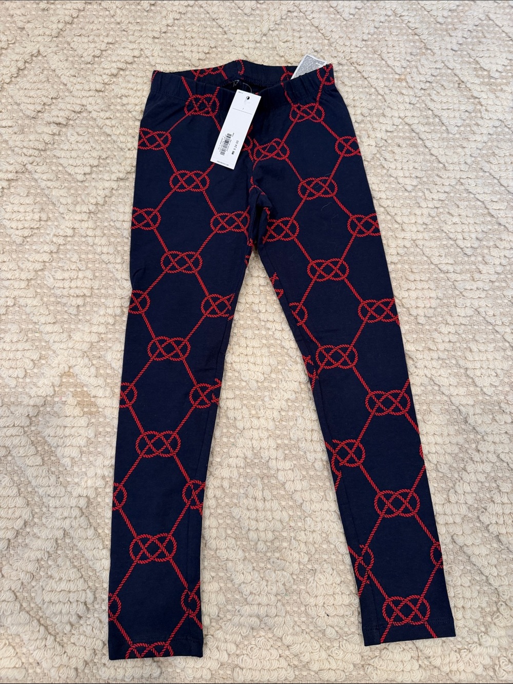 Janie and Jack Kids Navy Leggings with Red Rope Pattern